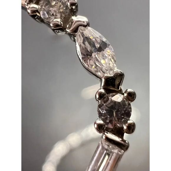 Open teardrop CZ sterling silver dangle earrings - Picture 8 of 11